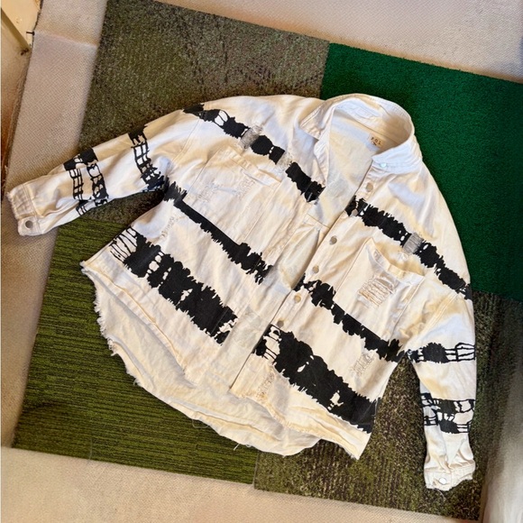 PLO Black and White Tie-Dye Button-Up Jacket - Picture 1 of 4
